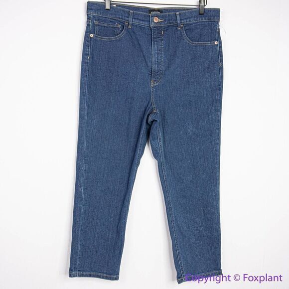 NEW Express super high rise mom jeans‎ in medium dark blue wash, 14R - Picture 1 of 13